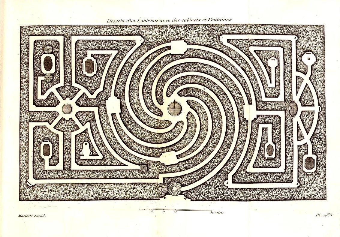 dezallier dargenville 1709 labyrinthe. irrgarten wirbellabyrinths